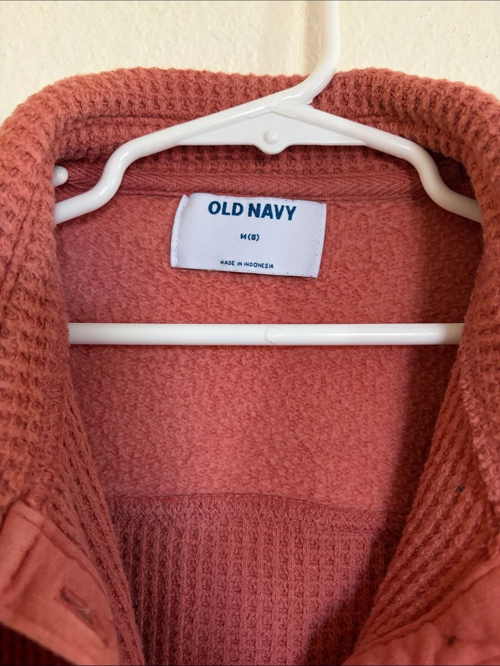 Old Navy Brick Red Waffle-Knit Button Front Sweater Shirt